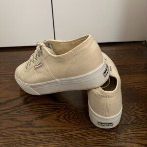 Women's Platform Cream Superga Shoes